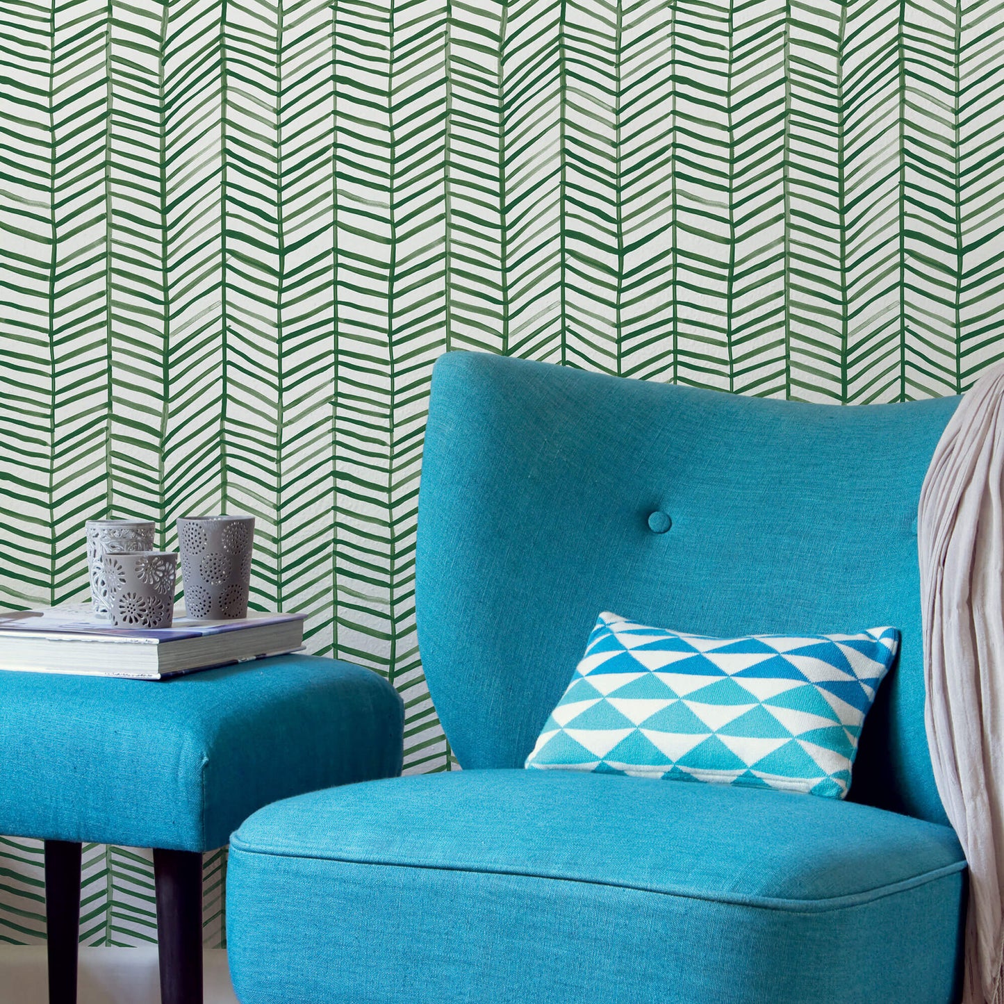 CatCoq Herringbone Peel & Stick Wallpaper - Green