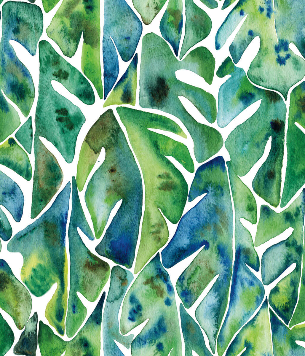 philodendron background RoomMates Cat Coquillette Philodendron Peel and Stick Wallpaper Green