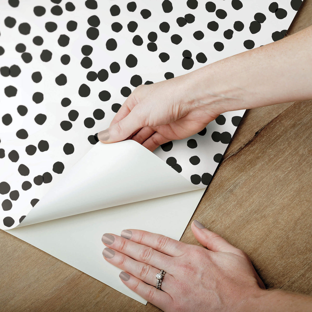 York Confetti Dots Peel & Stick Wallpaper Sample - Black & White