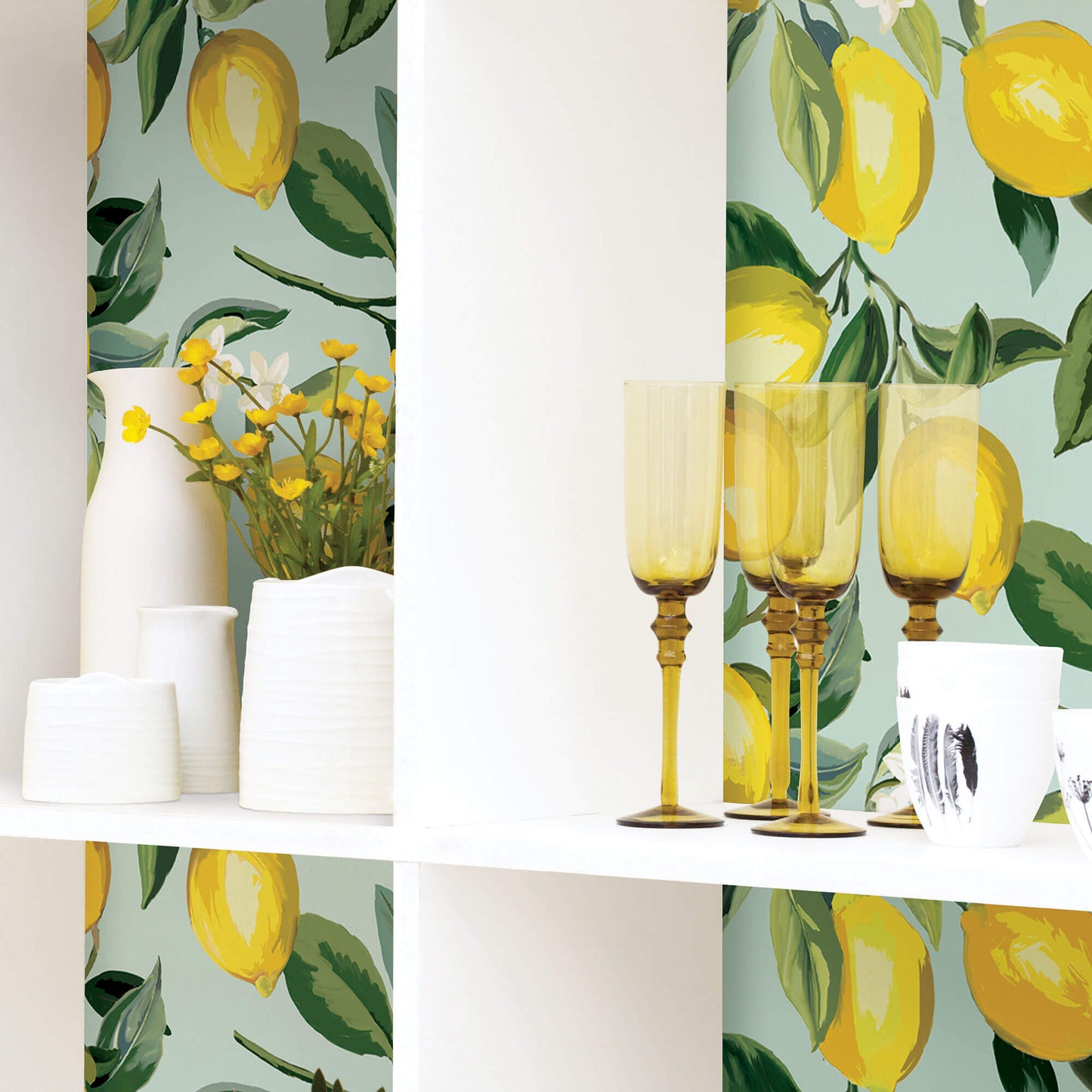 York Lemon Zest Peel & Stick Wallpaper - Blue & Yellow