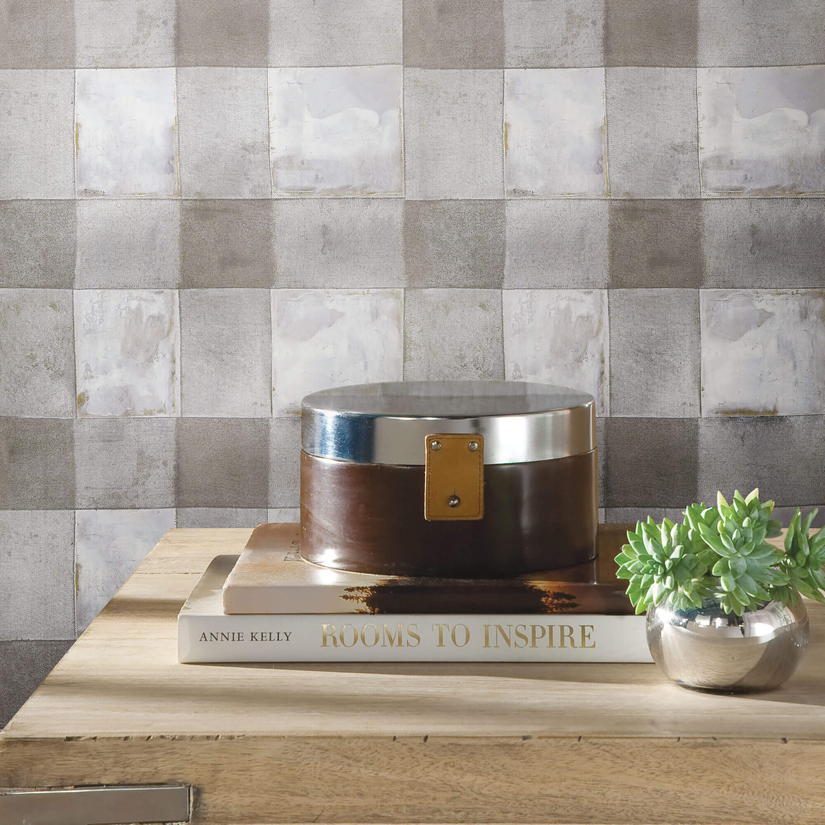 York Buffalo Plaid Peel & Stick Wallpaper Sample - Warm Gray