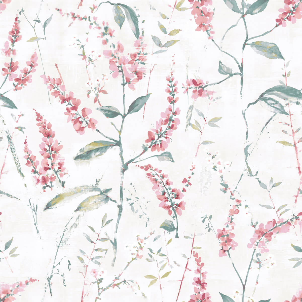 York Floral Sprig Peel & Stick Wallpaper - Pink & White