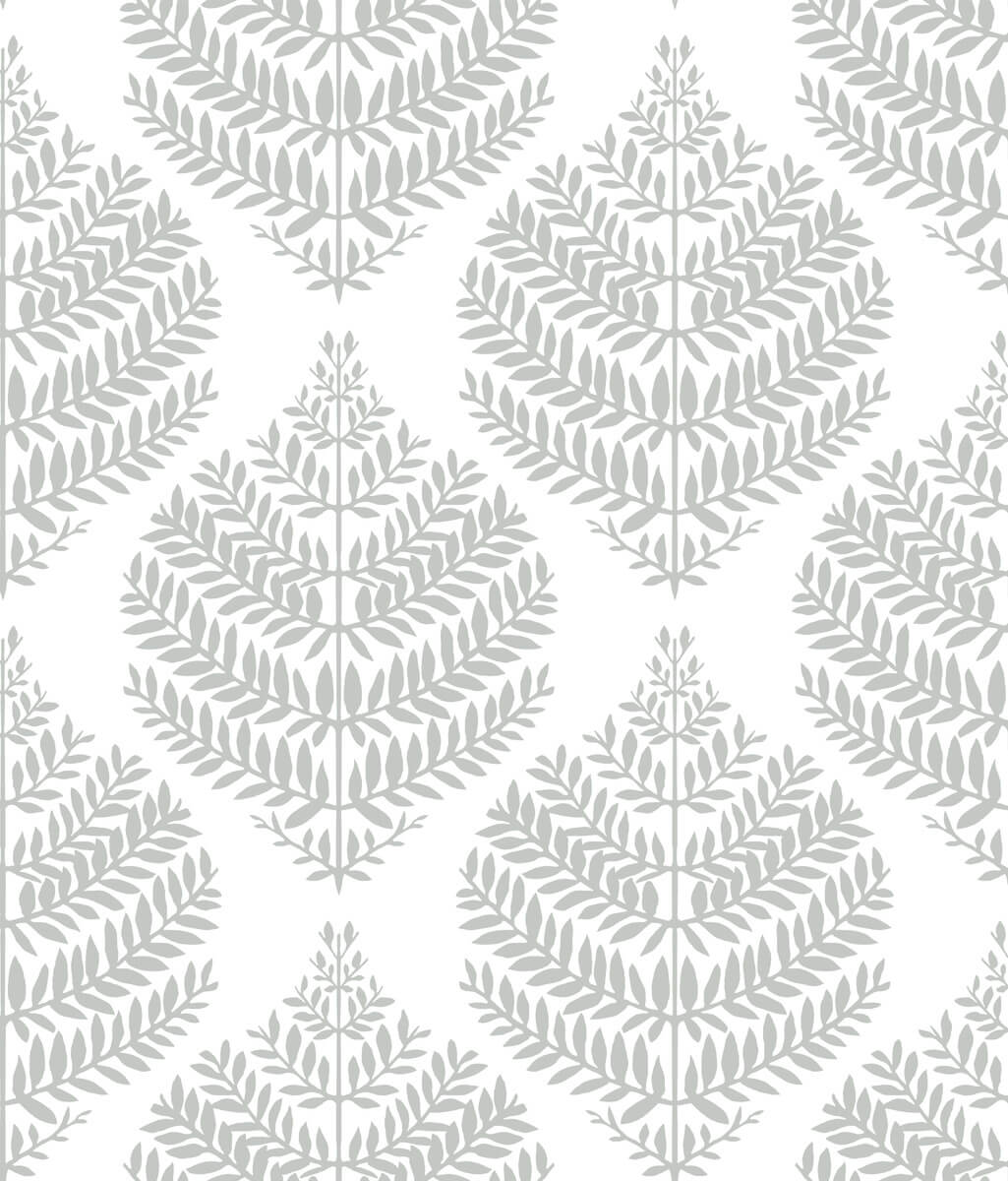 York Hygge Fern Damask Peel & Stick Wallpaper Sample - Gray