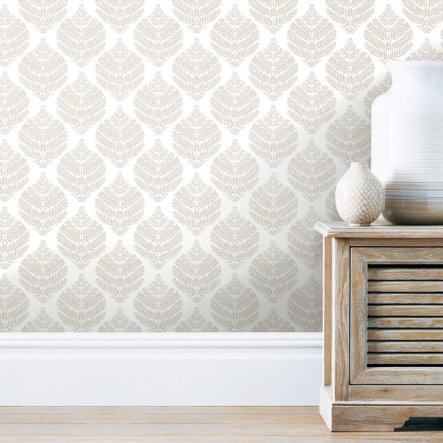 York Hygge Fern Damask Peel & Stick Wallpaper - Taupe