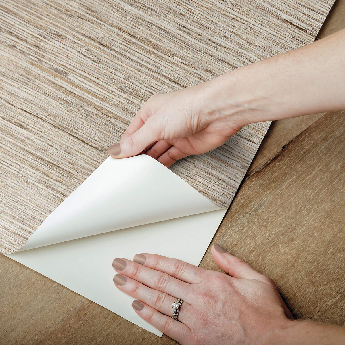 York Faux Grasscloth Peel & Stick Wallpaper - Tan