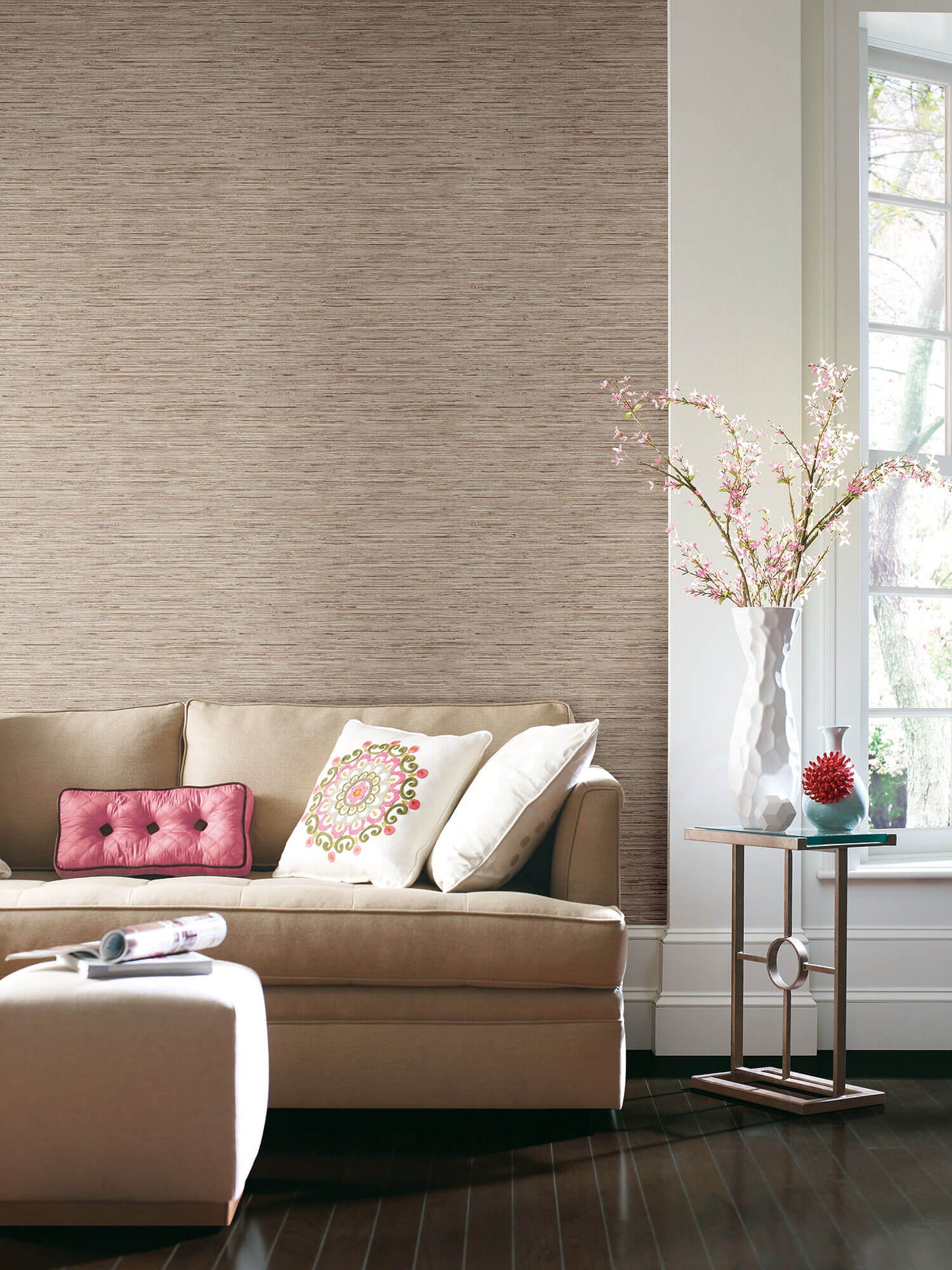 York Faux Grasscloth Peel & Stick Wallpaper - Tan