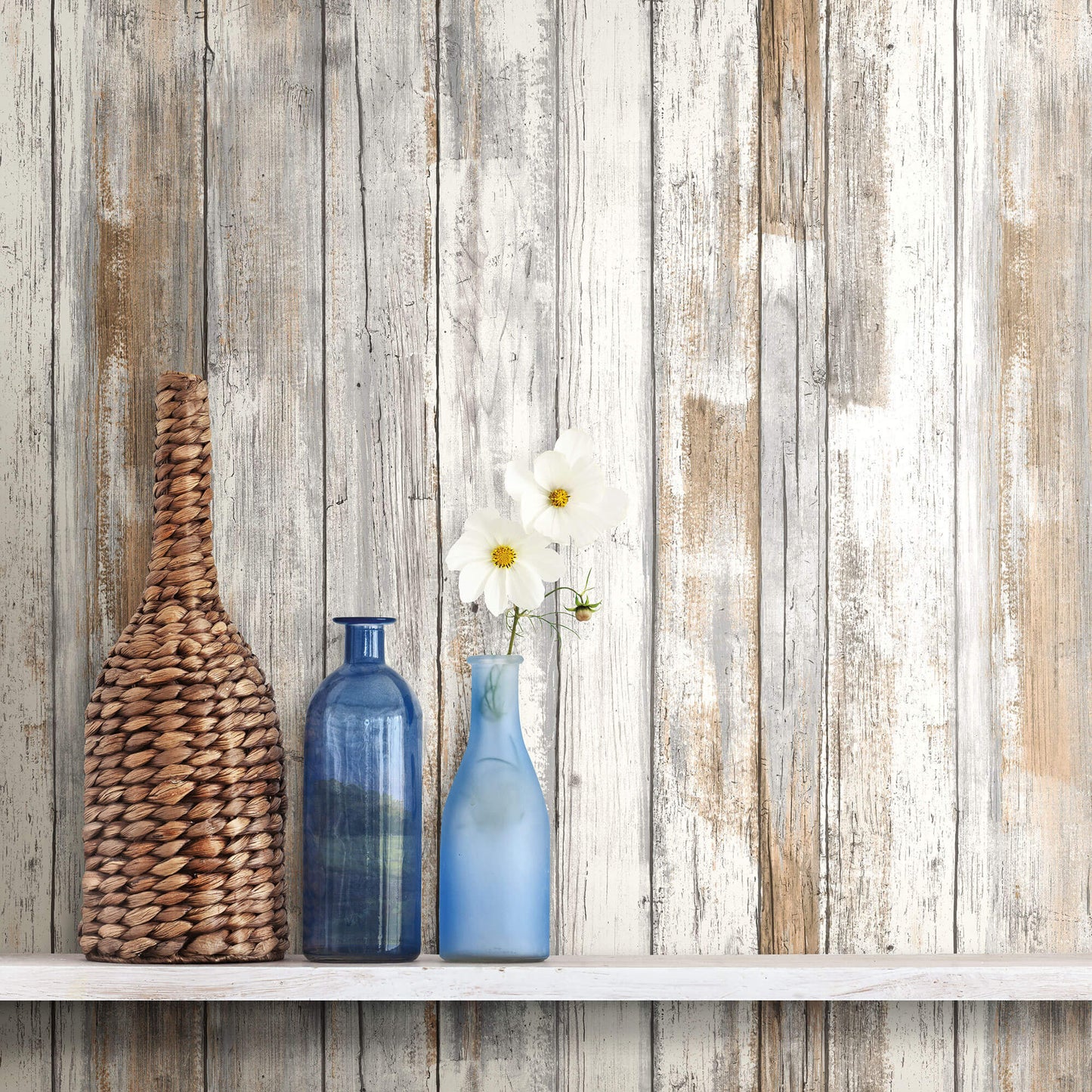 York Distressed Wood Peel & Stick Wallpaper - Tan