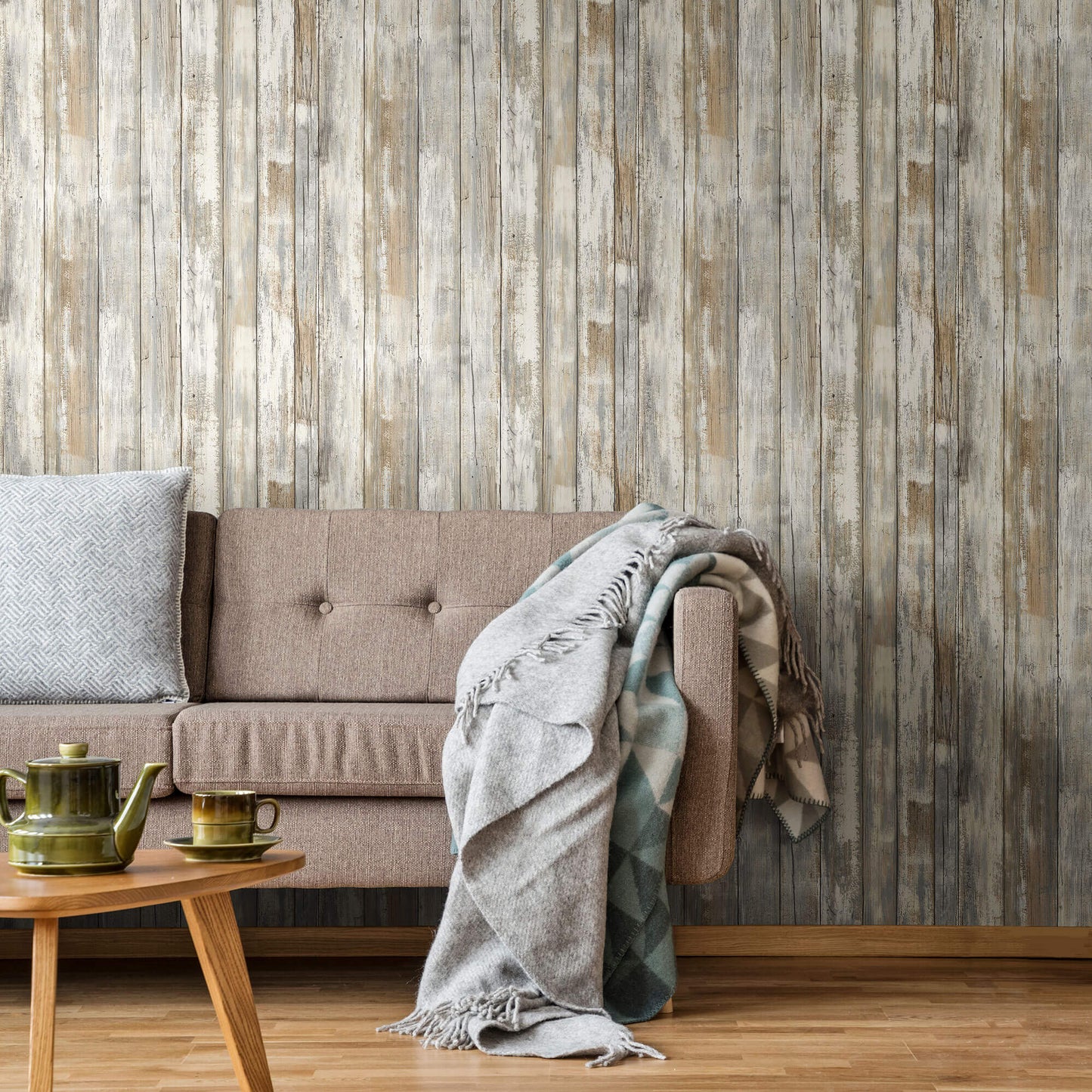 York Distressed Wood Peel & Stick Wallpaper - Tan