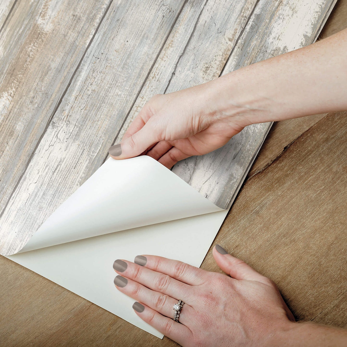 York Distressed Wood Peel & Stick Wallpaper - Tan