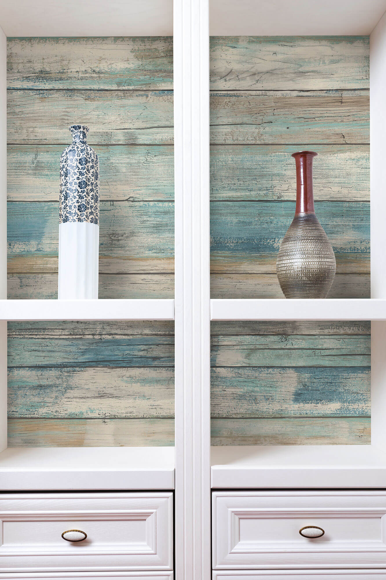 York Distressed Wood Peel & Stick Wallpaper - Blue & Brown