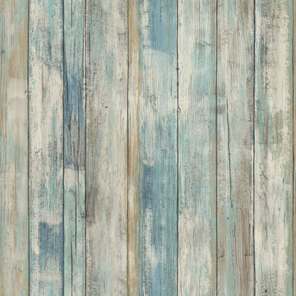Distressed Wood Peel & Stick Wallpaper - Blue & Brown