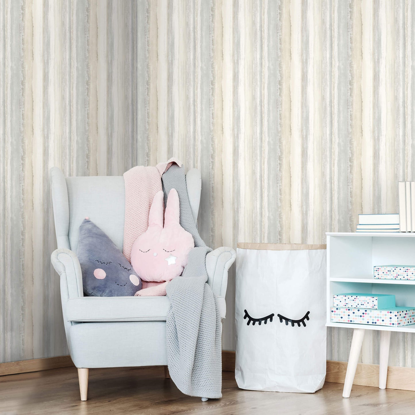 York Watercolor Stripes Peel & Stick Wallpaper - Tan & Gray