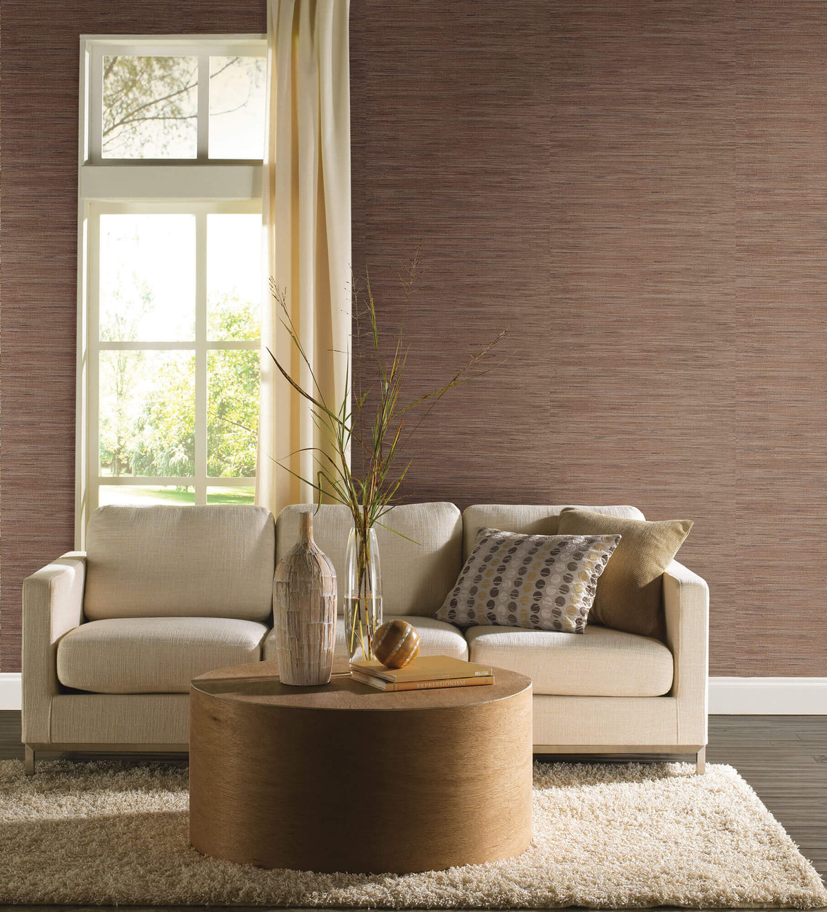 York Grasscloth Resource Library Lustrous Grasscloth Wallpaper - Brown