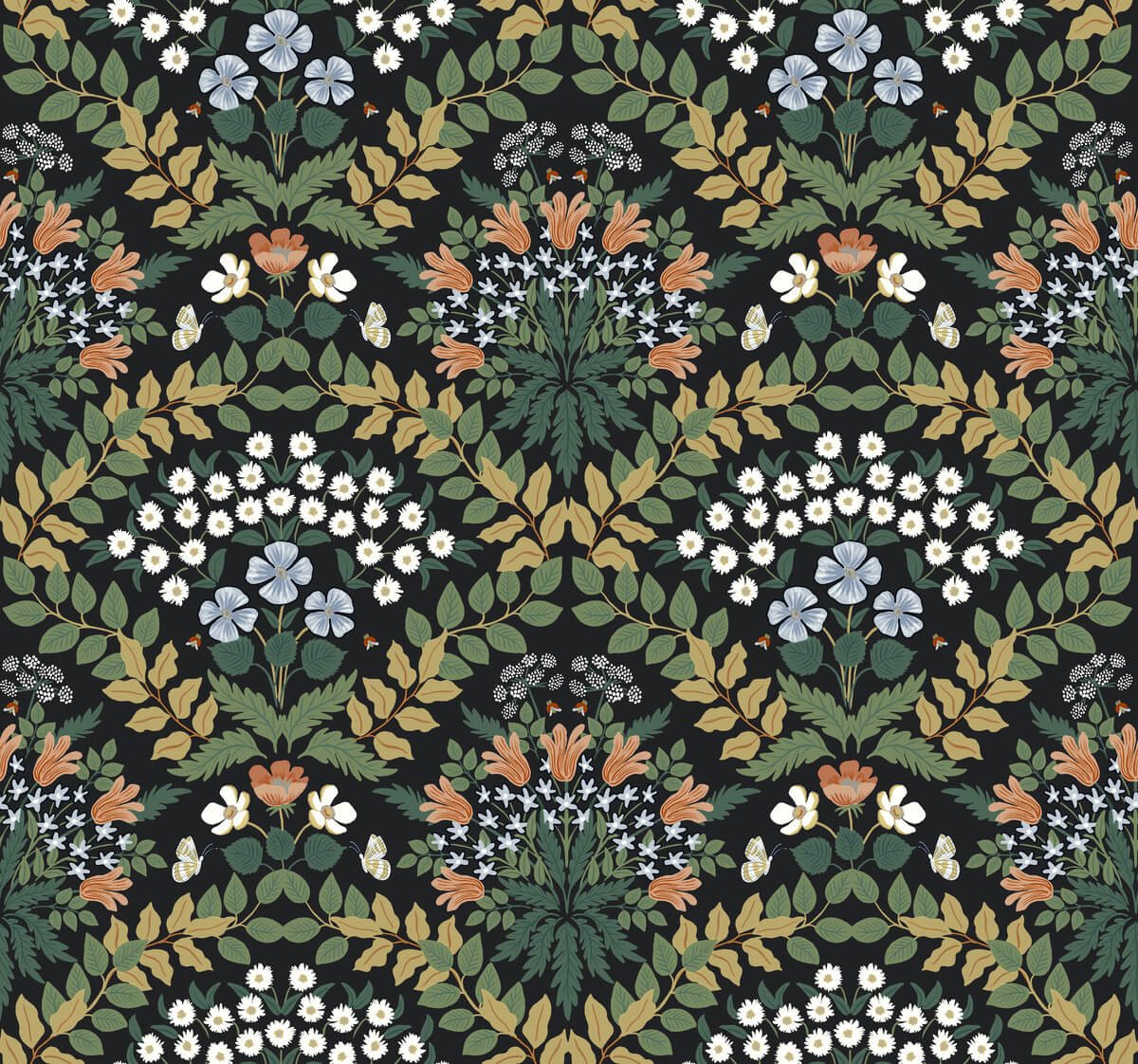 Rifle Paper Co. Bramble Wallpaper - Black & Green