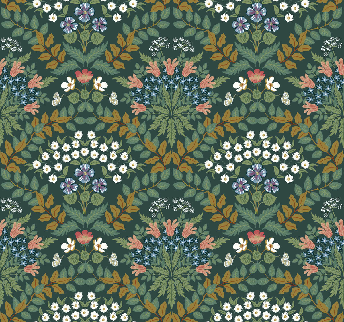 Rifle Paper Co. Bramble Wallpaper - Green & Gold