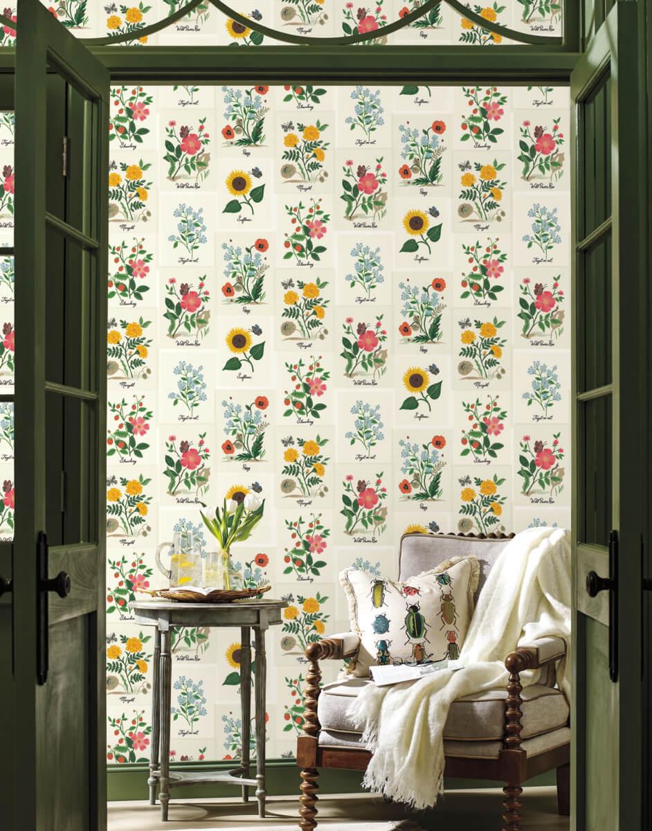 Rifle Paper Co. Botanical Prints Wallpaper - Red & Yellow