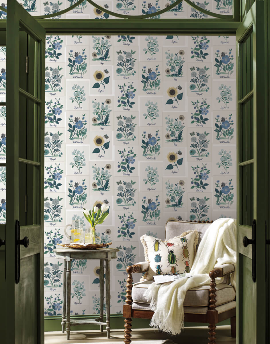 Rifle Paper Co. Botanical Prints Wallpaper - Blue