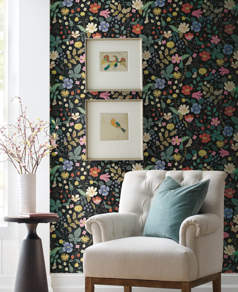 Rifle Paper Co. Strawberry Fields Wallpaper - Black