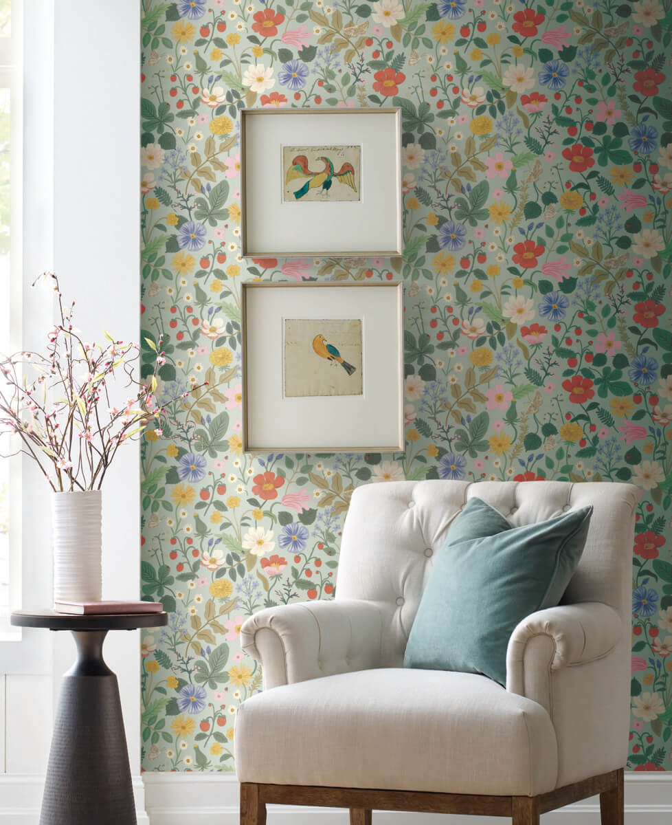 Rifle Paper Co. Strawberry Fields Wallpaper - Green & Pink