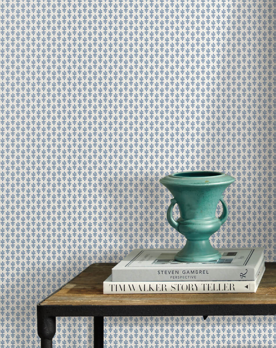 Rifle Paper Co. Petal Wallpaper Sample - White & Blue