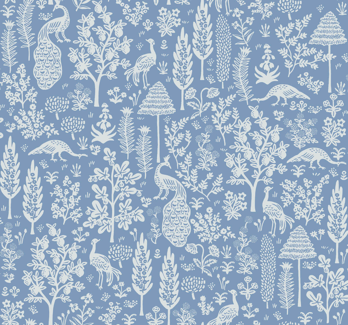 Rifle Paper Co. Menagerie Toile Wallpaper - Blue