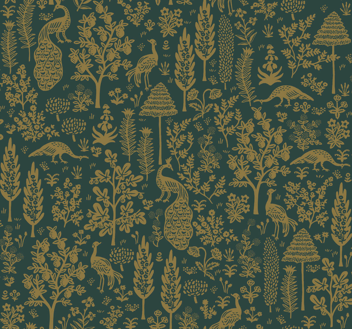 Rifle Paper Co. Menagerie Toile Wallpaper - Green