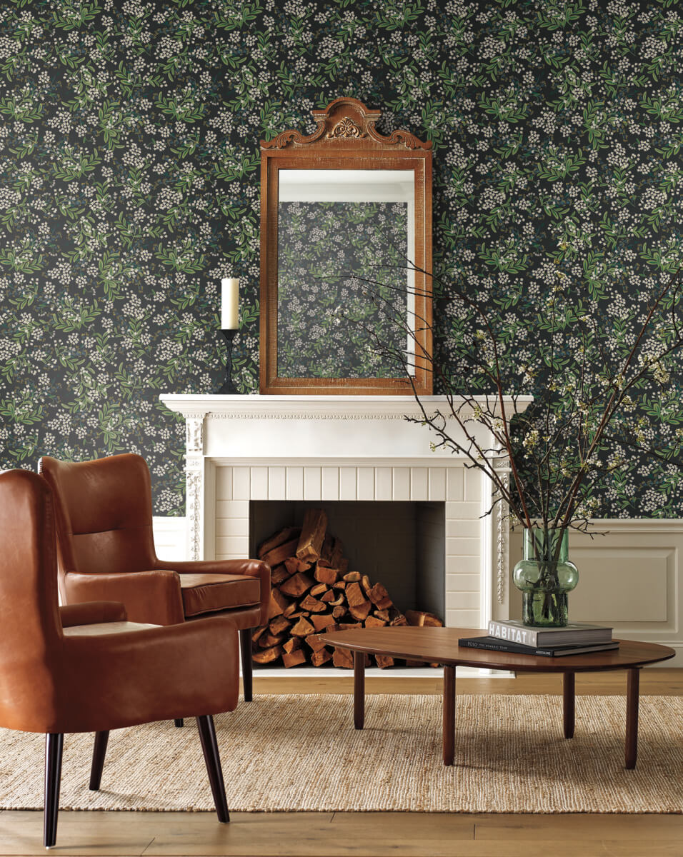 Rifle Paper Co. Cornflower Wallpaper - Black