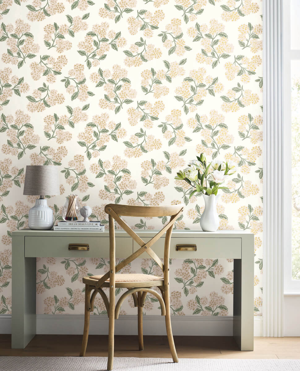 Rifle Paper Co. Hydrangea Wallpaper - Beige & Pink