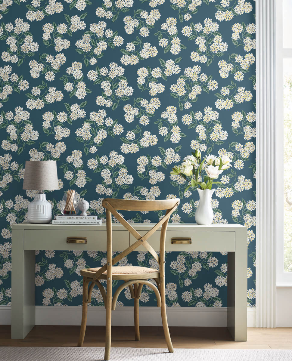 Rifle Paper Co. Hydrangea Wallpaper - Blue