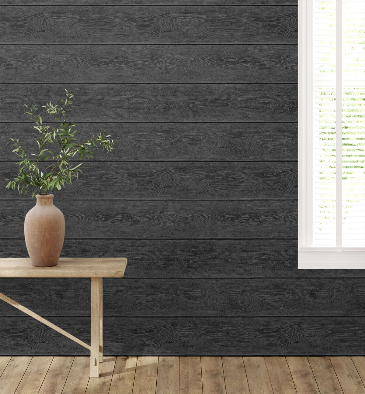Stacy Garcia Home Shiplap Peel & Stick Wallpaper Sample - Black