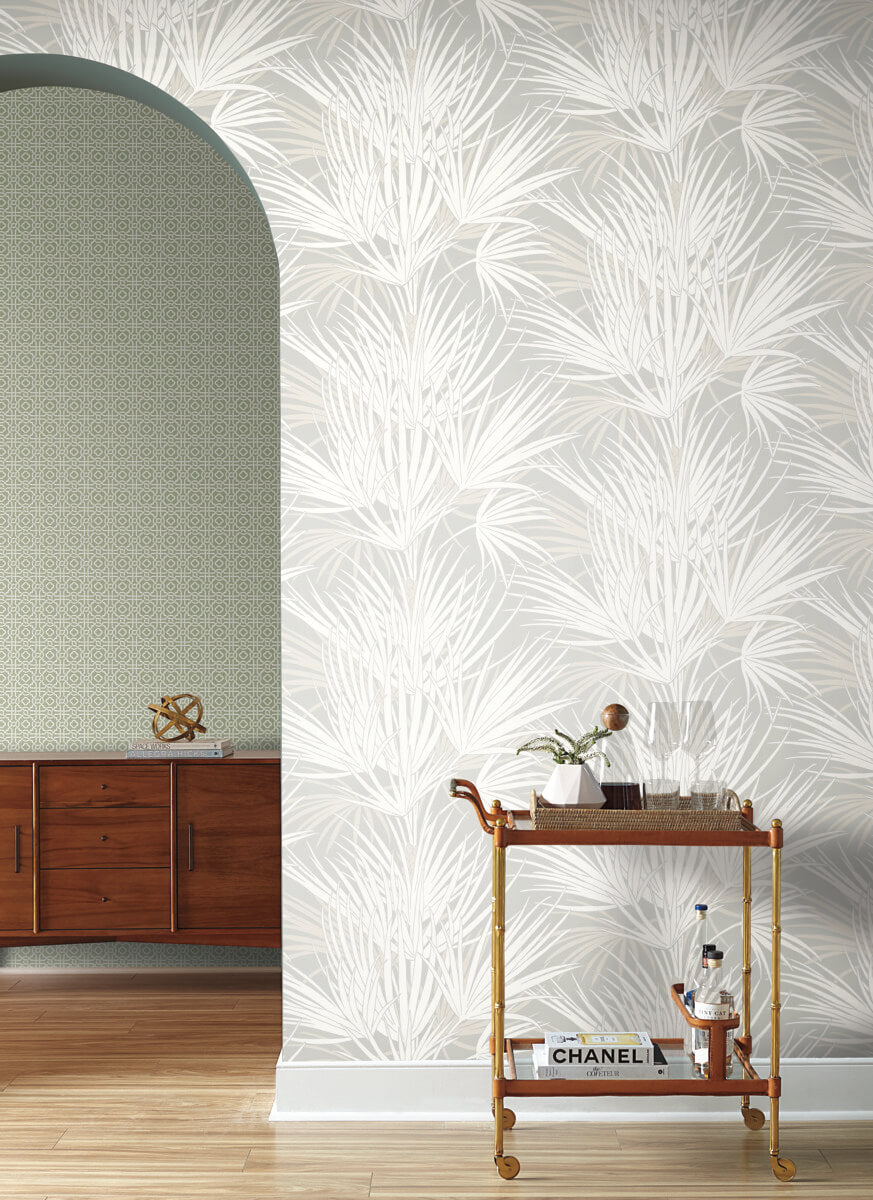 York Silhouettes Palmetto Wallpaper Sample - Gray