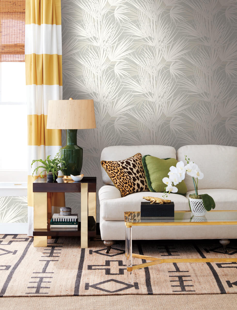 York Silhouettes Palmetto Wallpaper Sample - Gray