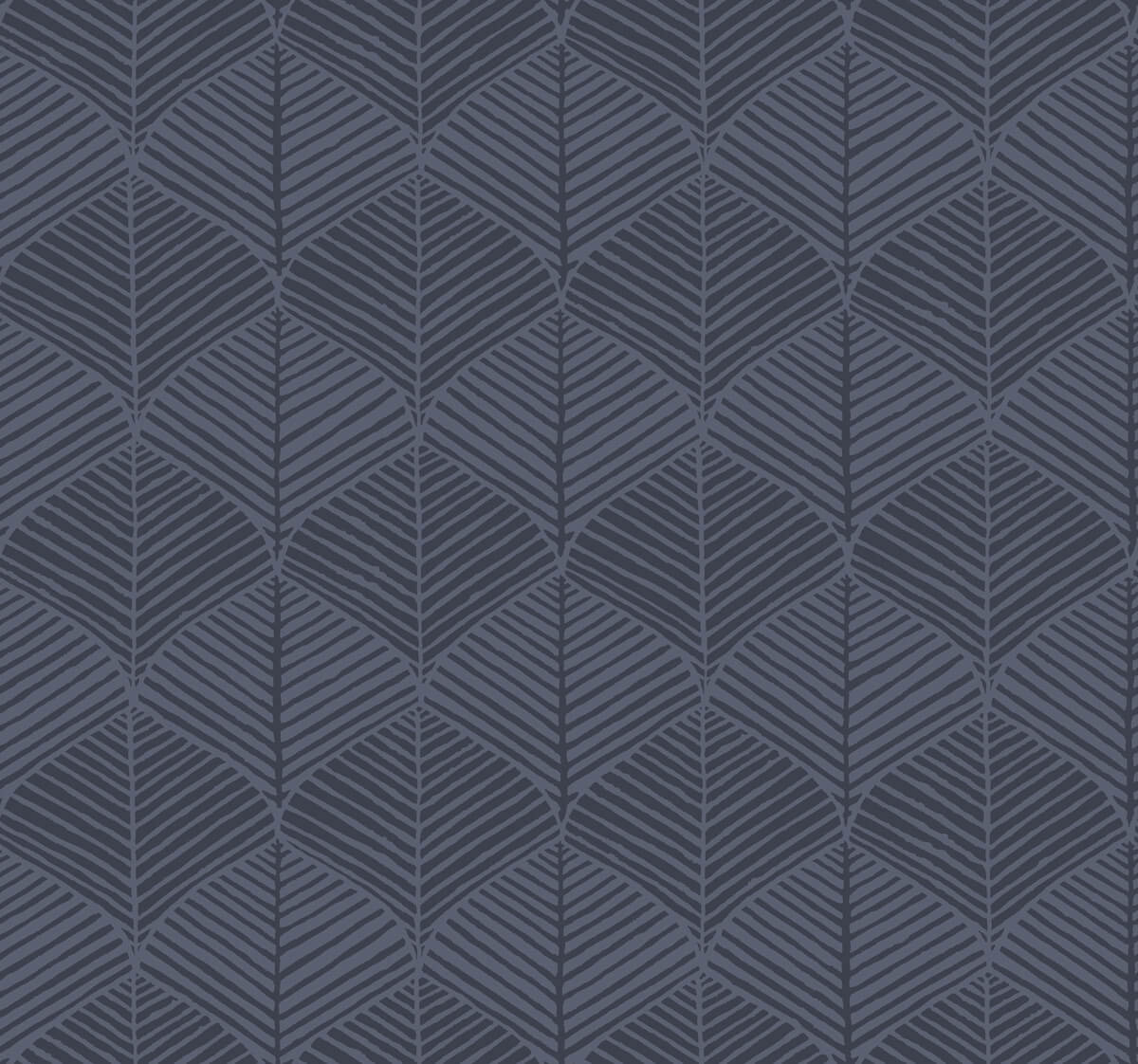 York Silhouettes Palm Thatch Wallpaper Sample - Navy Blue