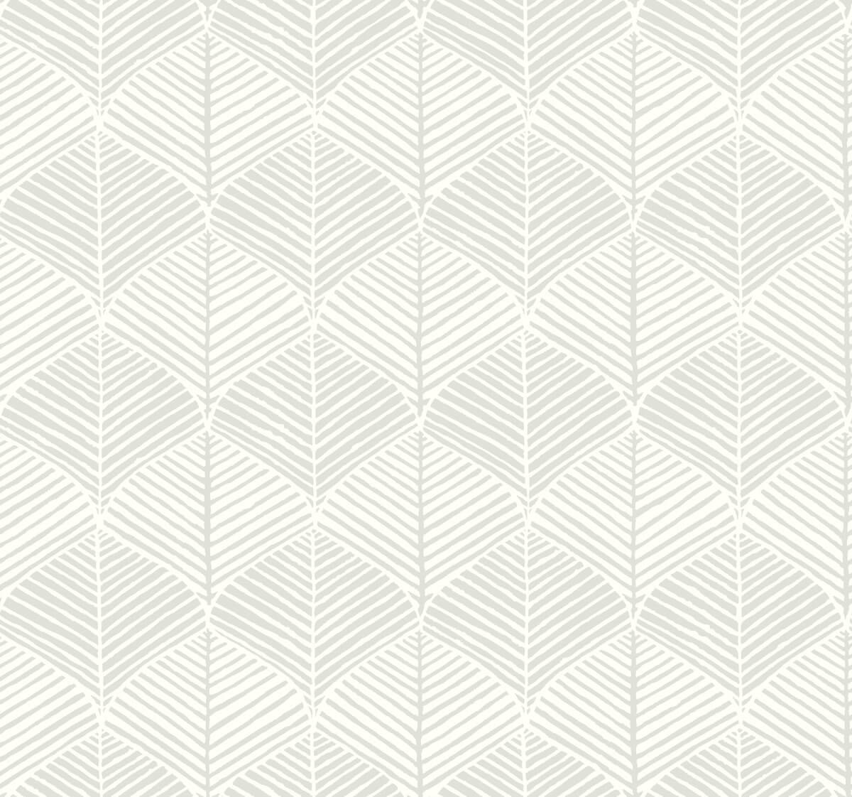 York Silhouettes Palm Thatch Wallpaper - White & Gray