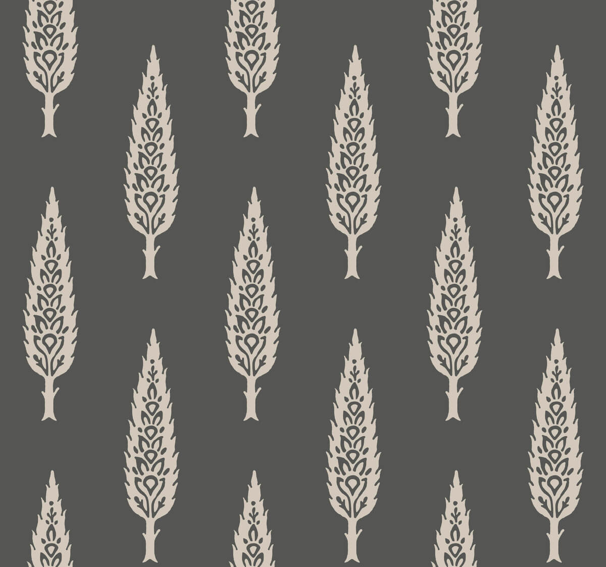 York Silhouettes Juniper Tree Wallpaper - Black & Taupe