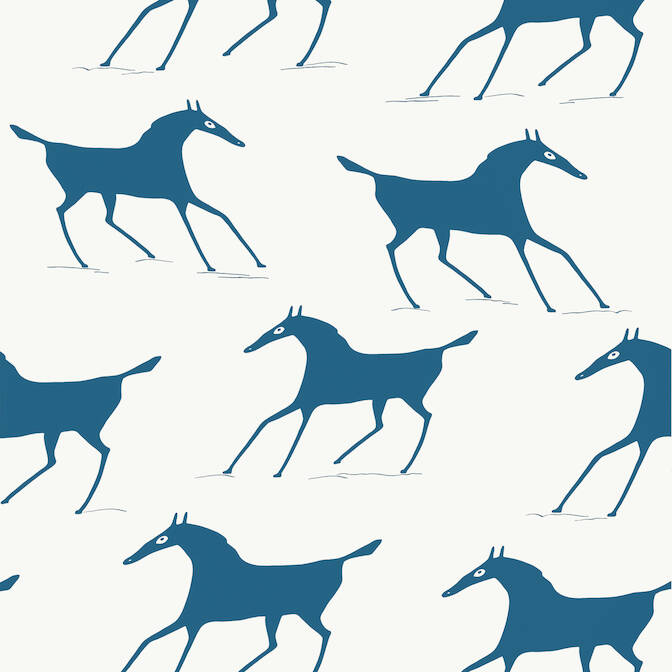 Thibaut Mesa Marlborough Downs Wallpaper - Navy & Off White