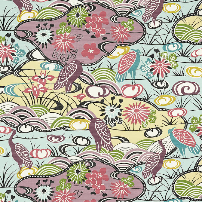 Thibaut Pavilion Heron Stream Wallpaper - Multi