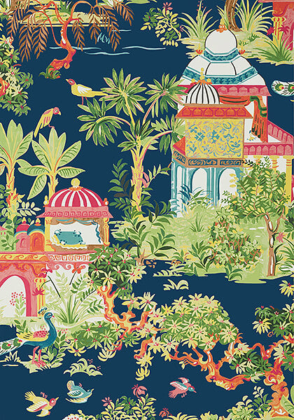 Thibaut Eden Mystic Garden Wallpaper - Navy Blue