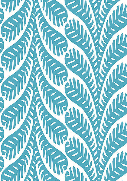 Thibaut Eden Ginger Wallpaper Sample - Turquoise Blue
