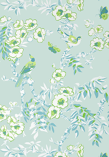 Thibaut Eden Yukio Wallpaper - Spa Blue