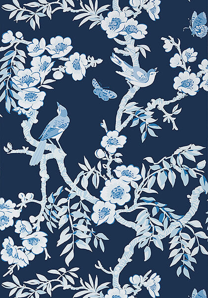 Thibaut Eden Yukio Wallpaper - Navy & White