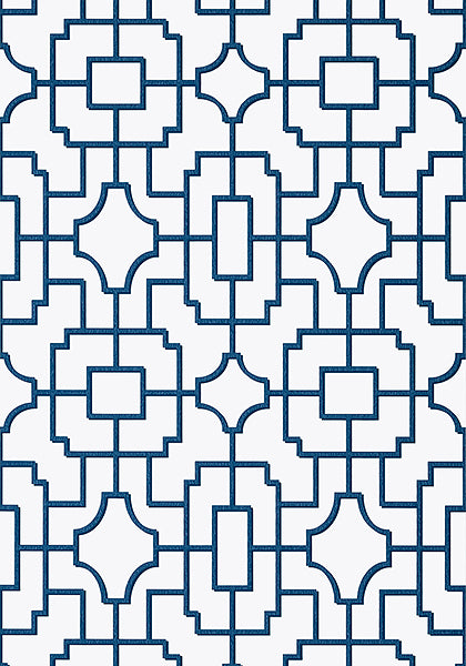 Thibaut Eden Fretwork Wallpaper Sample - Navy Blue