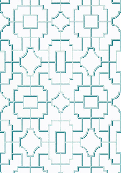 Thibaut Eden Fretwork Wallpaper - Spa Blue