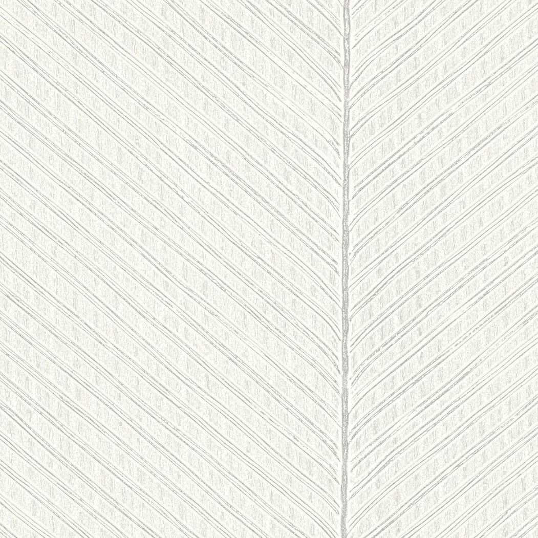 York Tropics Palm Chevron Wallpaper Sample - White & Silver