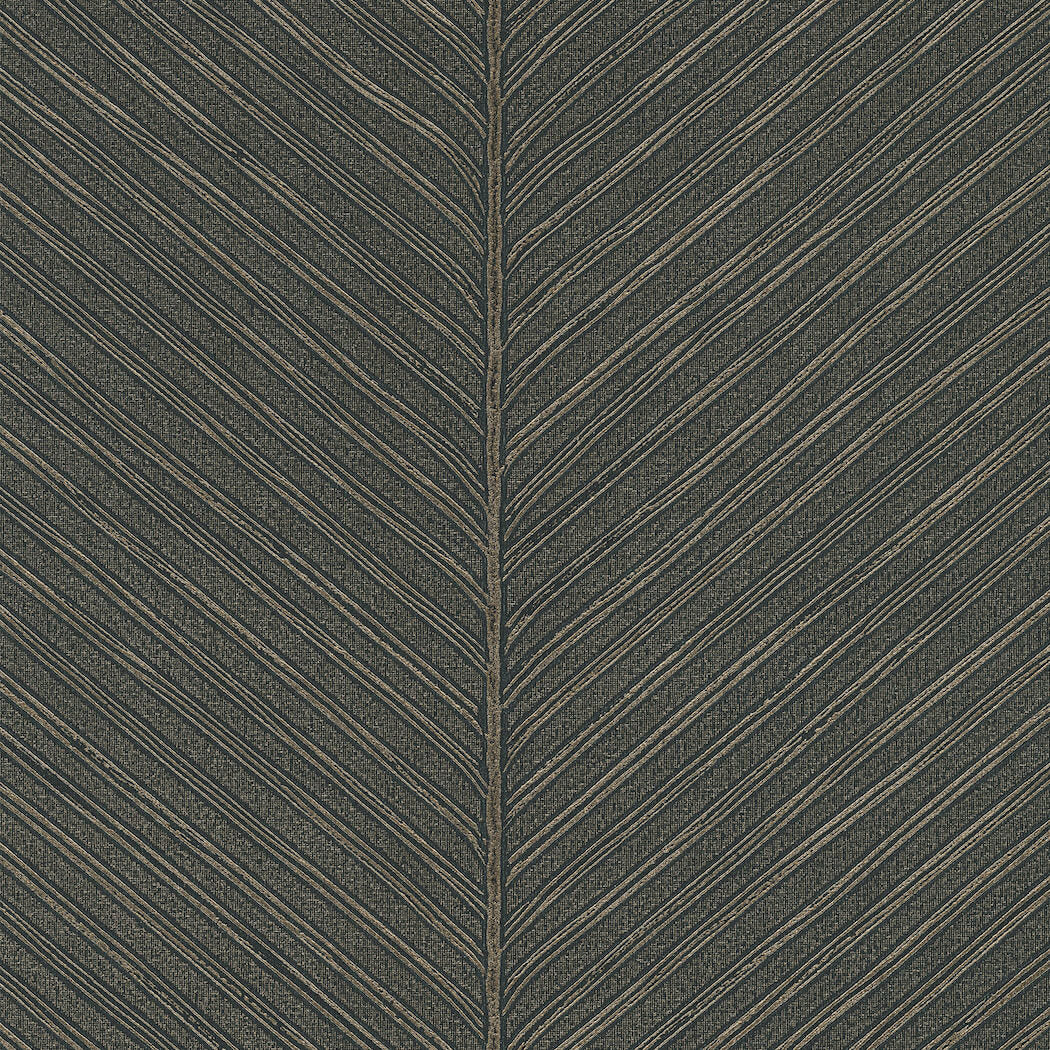 York Tropics Palm Chevron Wallpaper - Green & Gold