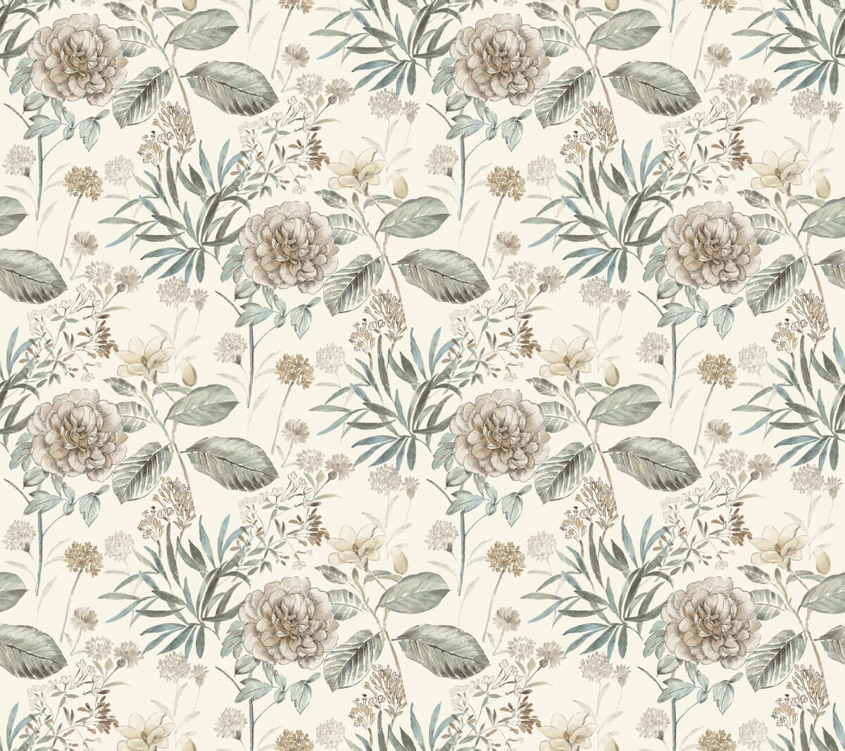York Handpainted Traditionals Midsummer Floral Wallpaper - Beige