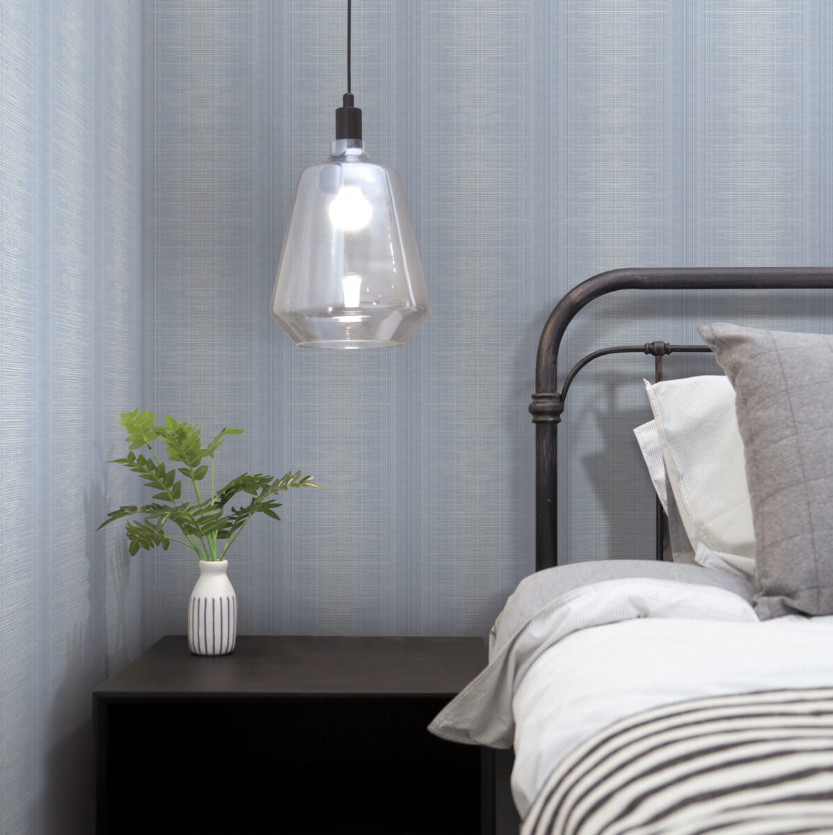 York Handpainted Traditionals Silk Weave Wallpaper - Blue