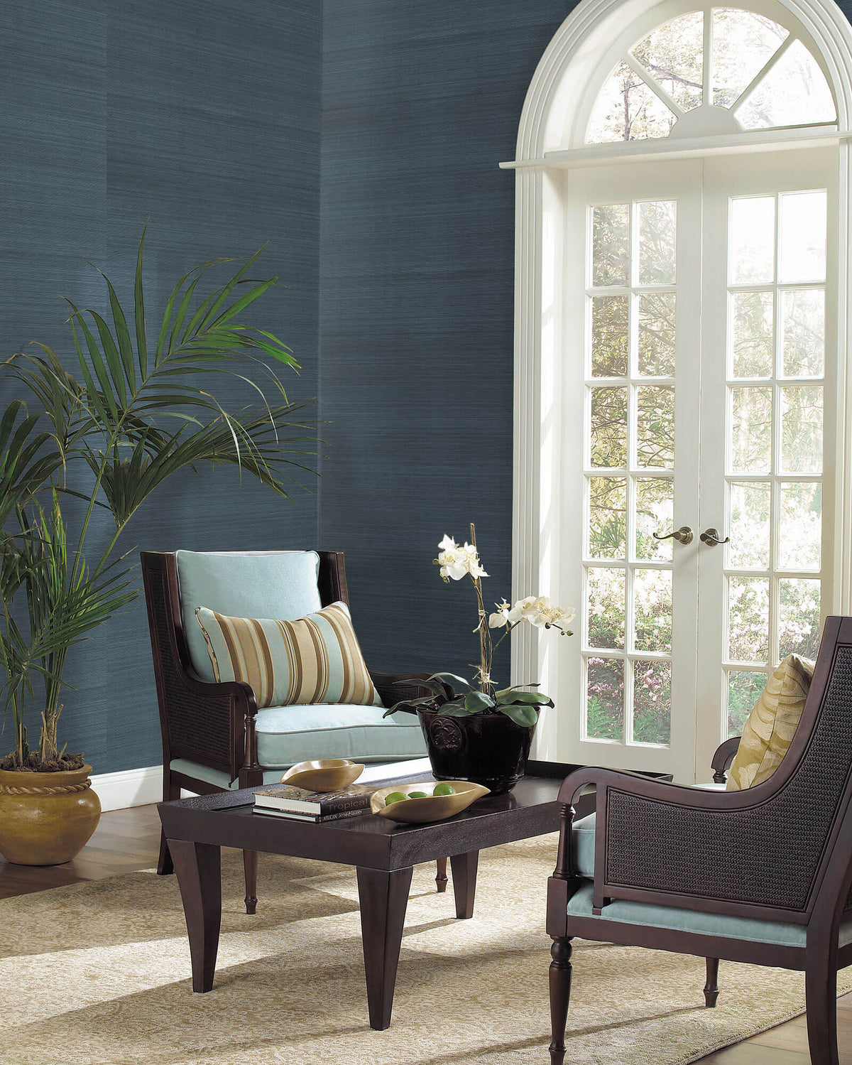 Magnolia Home Grasscloth Wallpaper - Dark Blue