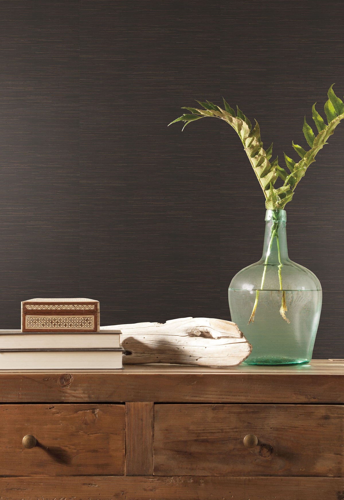 York Grasscloth Resource Library Inked Grass Wallpaper Sample - Black