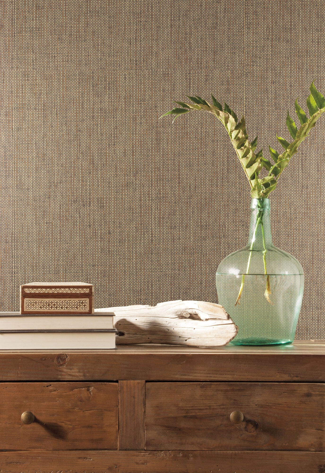 York Grasscloth Resource Library Woven Crosshatch Wallpaper - Brown & Black